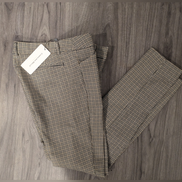 NWT Carolina Belle women's slim trousers, black & tan plaid, size 6 - Picture 1 of 15